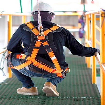Working at heights with a harness_